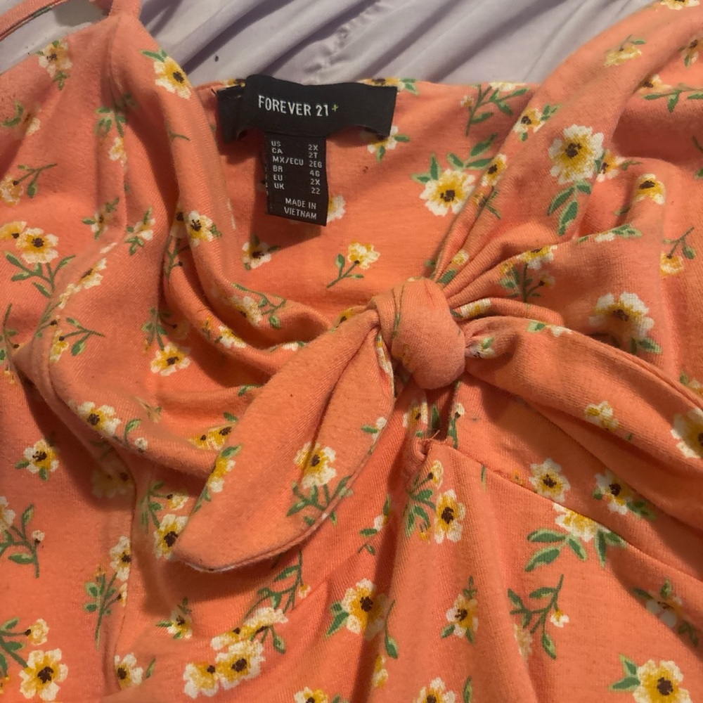 Forever 21 Orange Floral Midi Dress - Picture 2 of 3